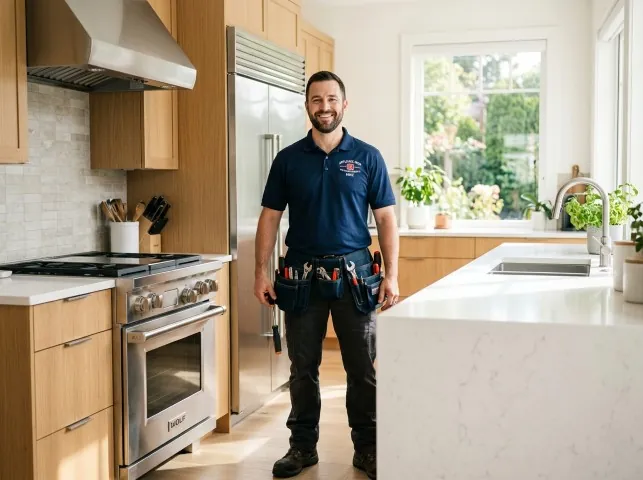 Appliance Repair Hero technician in a Athens, NY kitchen after an appliance repair